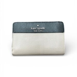 Kate Spade Colorblock Saffiano Large Wallet – Black & Cream – NWOT